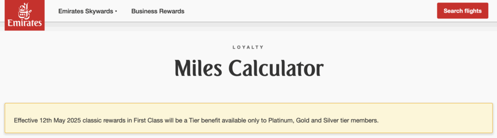 Emirates First class awards only available to elite members. 